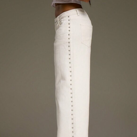 White Casual Women's Wide Leg Denim Jeans - Picture 3 of 6